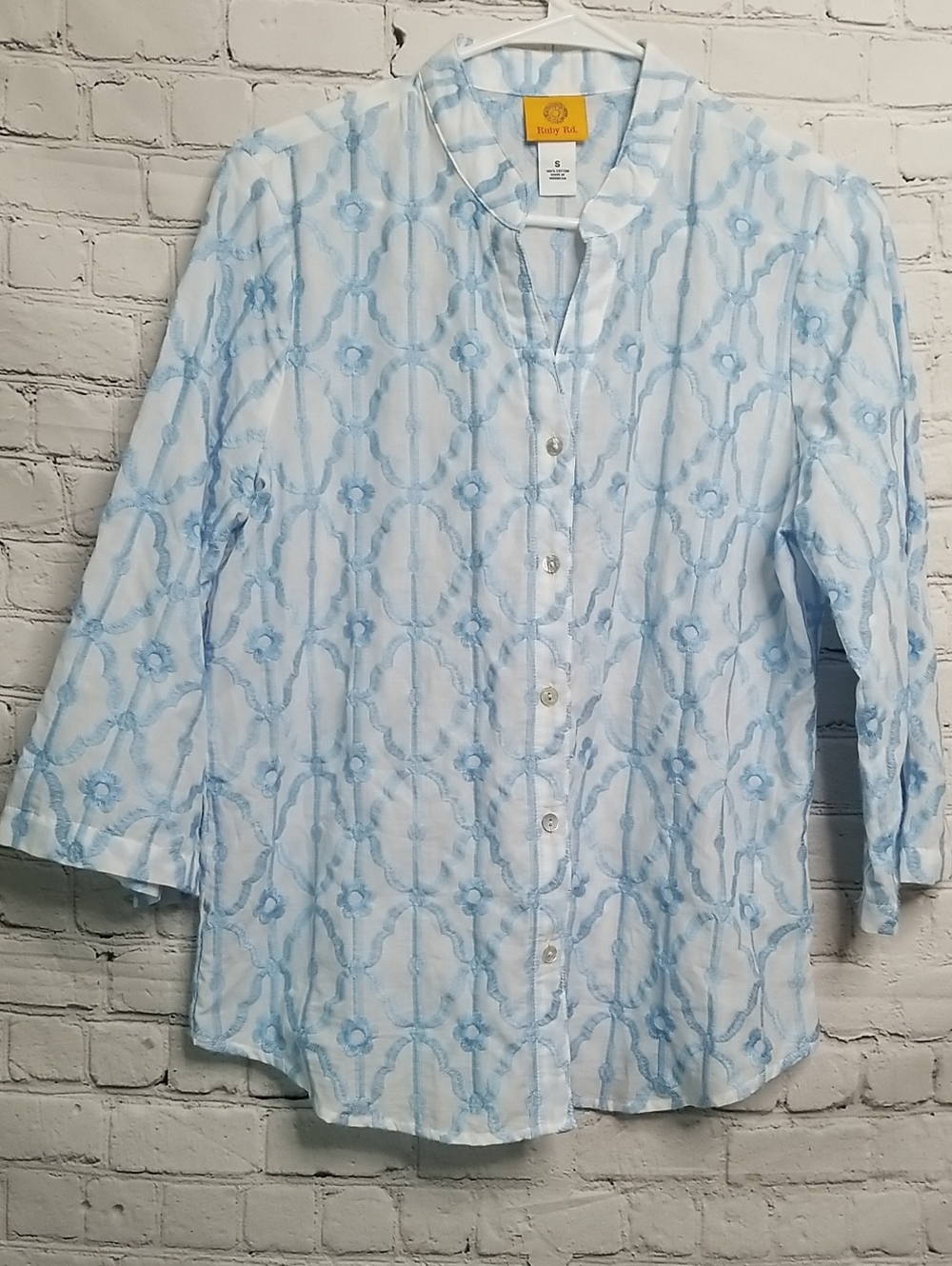 Ruby Road Womens Top Size Small 100% Cotton 3/4 Sleeves EUC